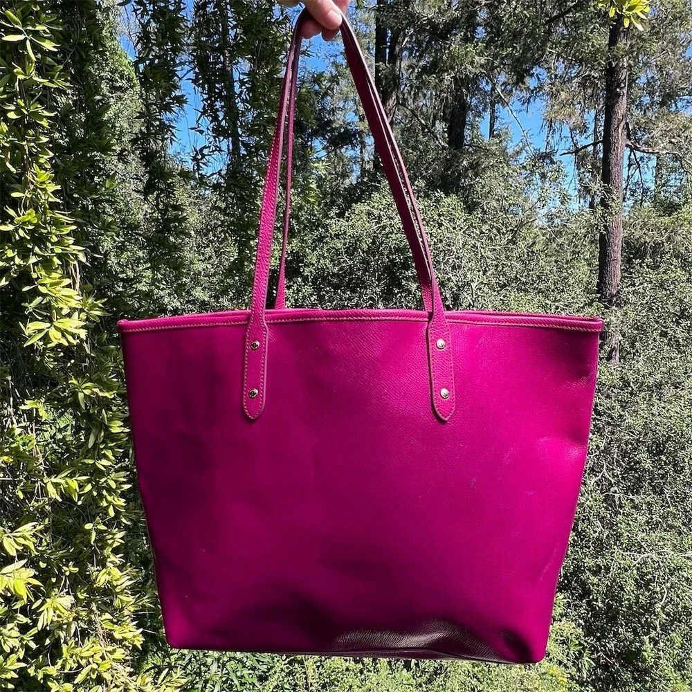 COACH City Tote Bright Violet PINK w Gold Hardware Womens Shoulder Bag AUTHENTIC - Picture 2 of 15